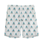 Smiley Shark Pattern Print Men's Sports Shorts