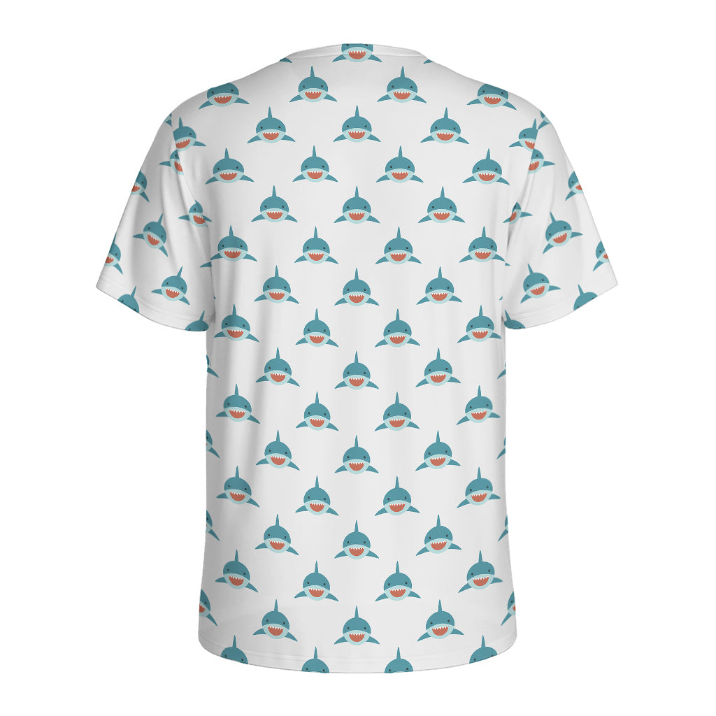 Smiley Shark Pattern Print Men's Sports T-Shirt