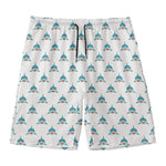 Smiley Shark Pattern Print Men's Swim Trunks