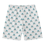 Smiley Shark Pattern Print Men's Swim Trunks
