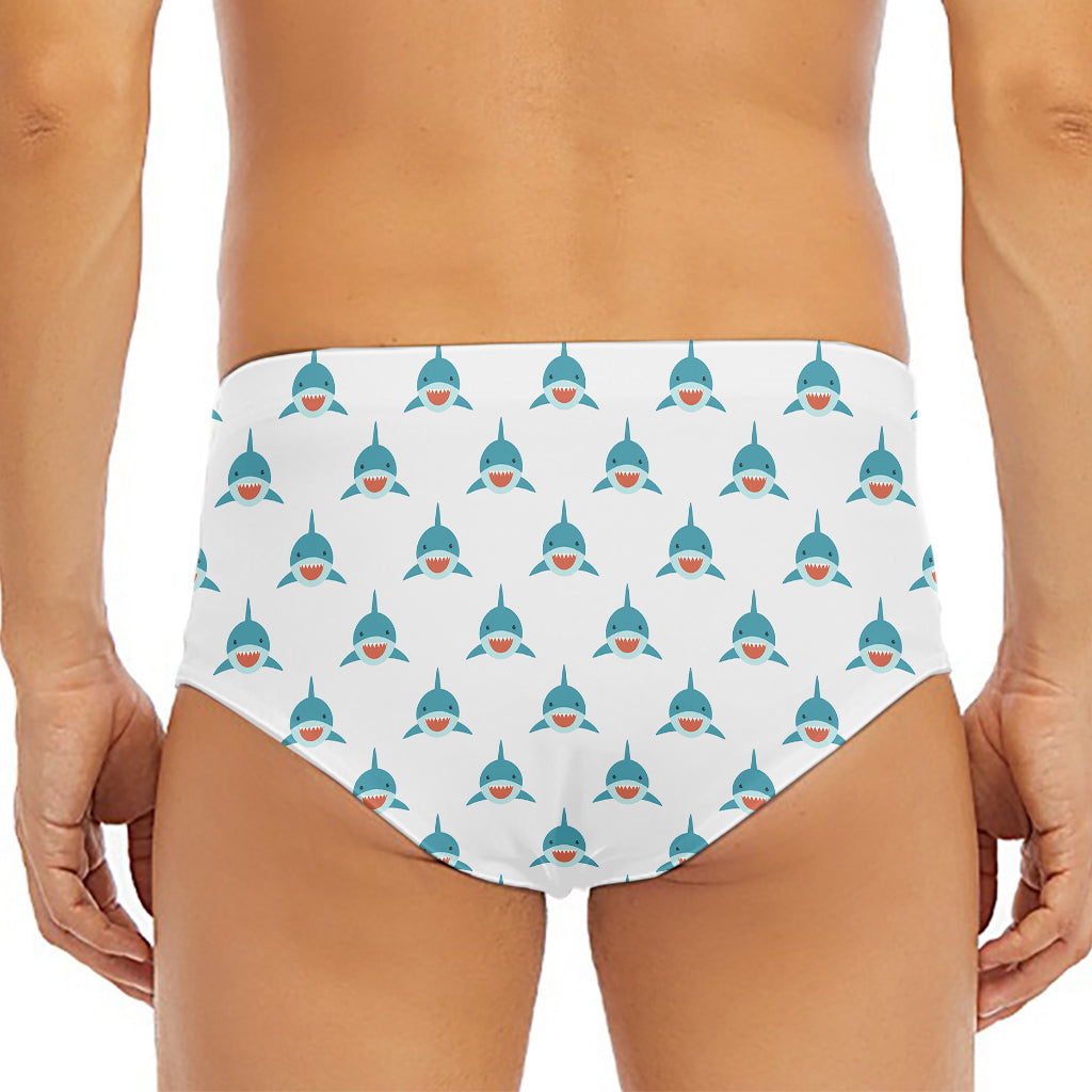 Smiley Shark Pattern Print Men's Triangle Swim Briefs