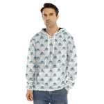 Smiley Shark Pattern Print Men's Velvet Pullover Hoodie