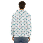 Smiley Shark Pattern Print Men's Velvet Pullover Hoodie