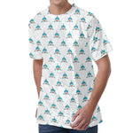 Smiley Shark Pattern Print Men's Velvet T-Shirt
