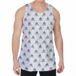 Smiley Shark Pattern Print Men's Velvet Tank Top
