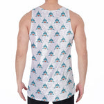 Smiley Shark Pattern Print Men's Velvet Tank Top