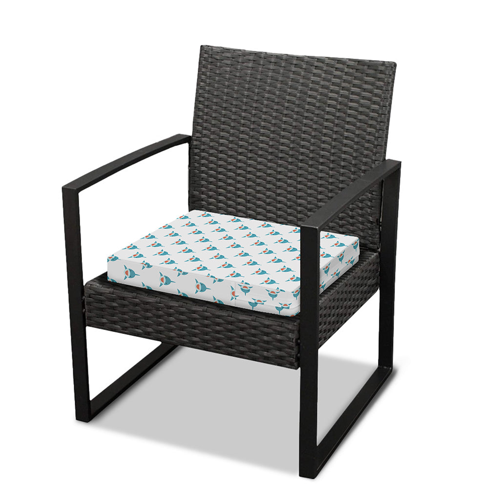 Smiley Shark Pattern Print Outdoor Seat Cushion Cover