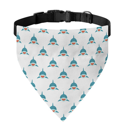Smiley Shark Pattern Print Over The Collar Dog Bandana