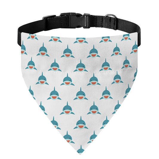 Smiley Shark Pattern Print Over The Collar Dog Bandana