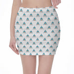 Smiley Shark Pattern Print Pencil Mini Skirt