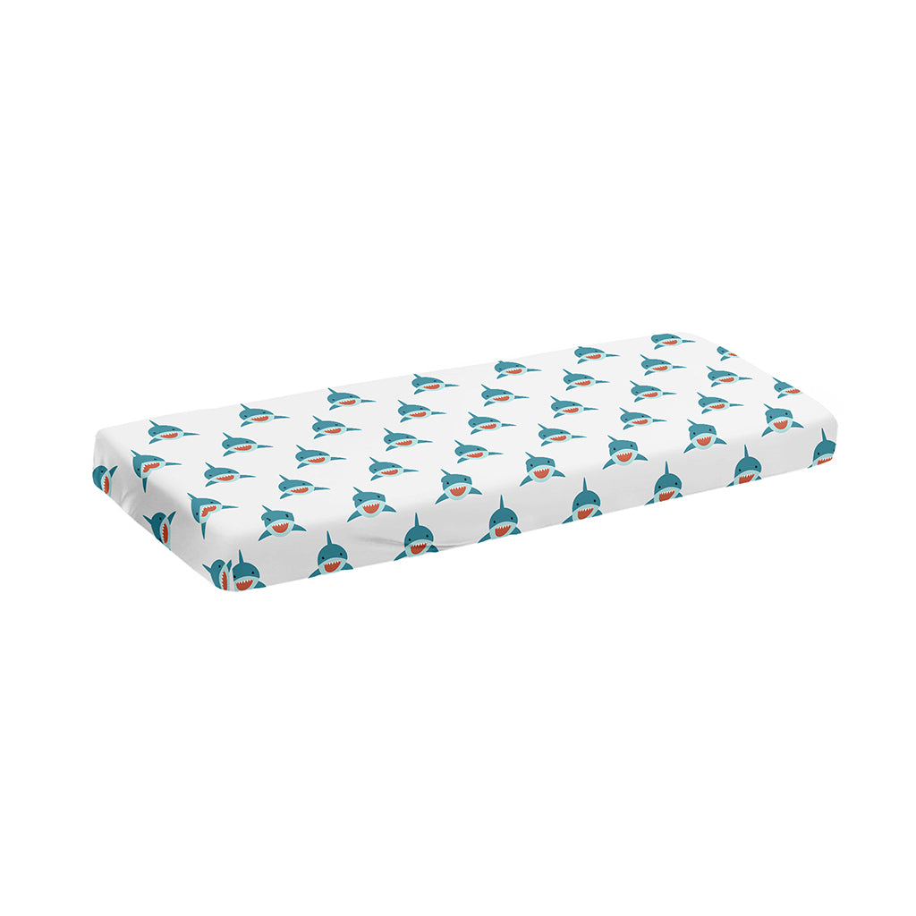 Smiley Shark Pattern Print Piano Keyboard Cover