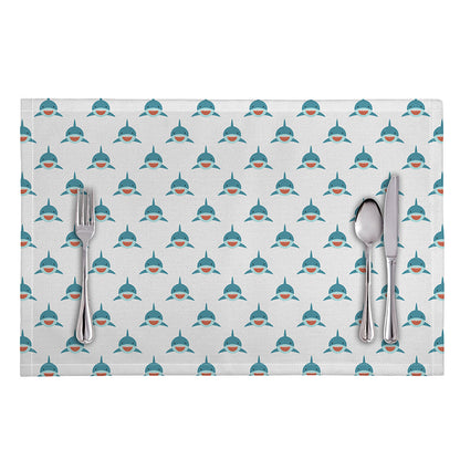 Smiley Shark Pattern Print Placemat