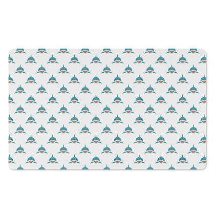 Smiley Shark Pattern Print Polyester Doormat