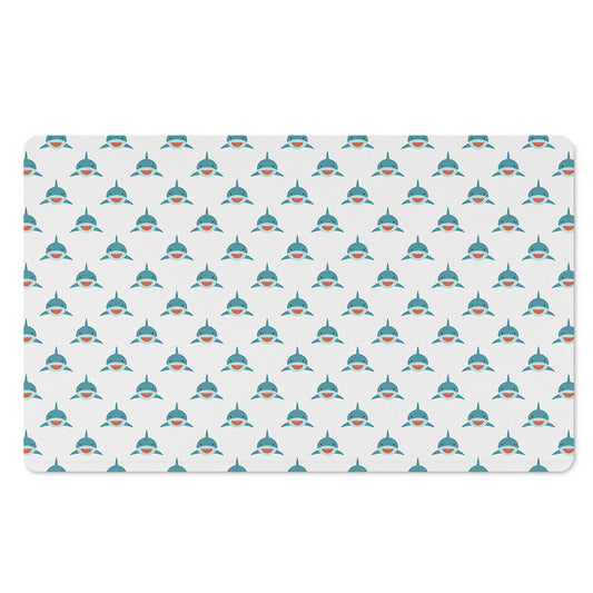 Smiley Shark Pattern Print Polyester Doormat