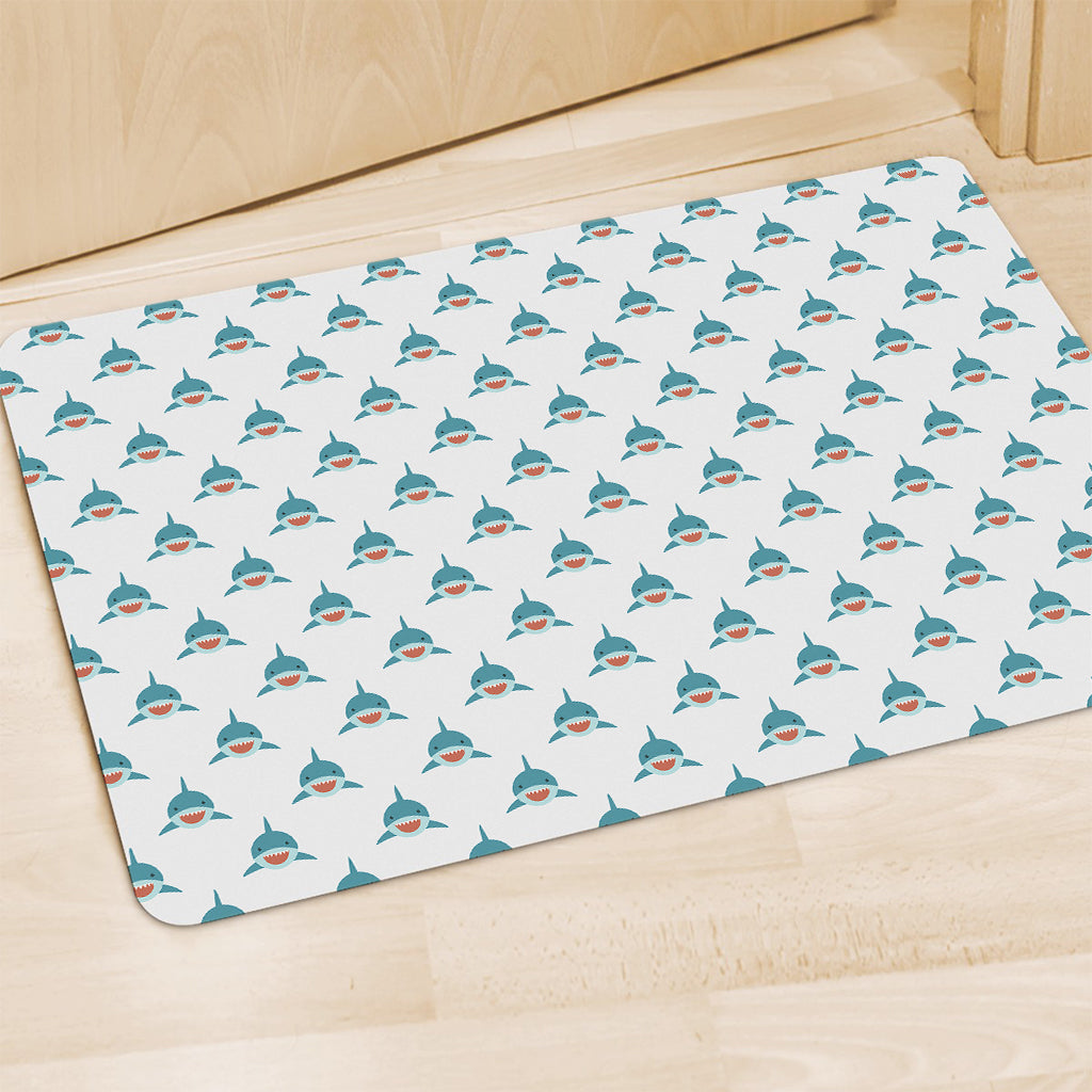 Smiley Shark Pattern Print Polyester Doormat
