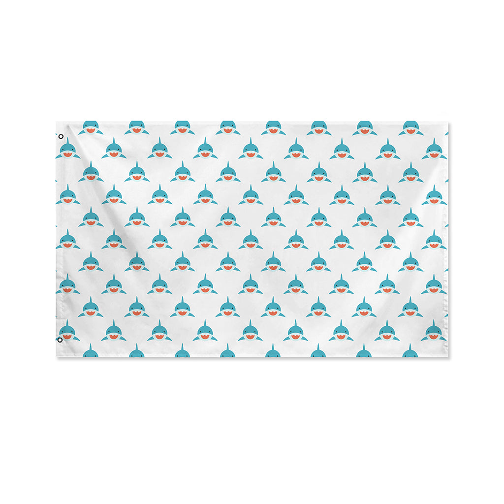 Smiley Shark Pattern Print Polyester Flag