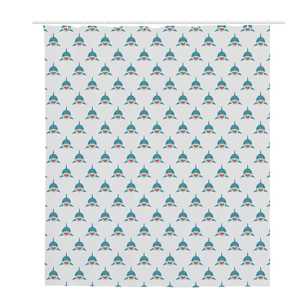 Smiley Shark Pattern Print Polyester Shower Curtain