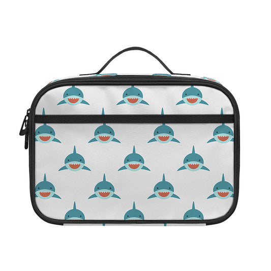 Smiley Shark Pattern Print Portable Lunch Bag