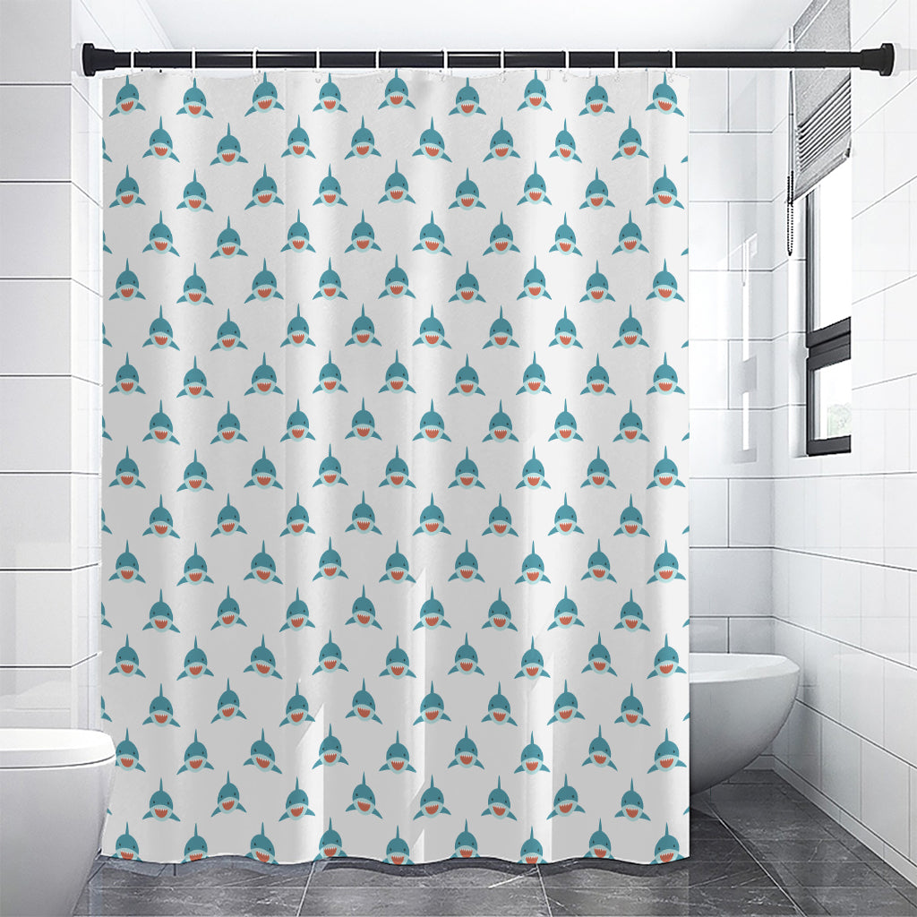 Smiley Shark Pattern Print Premium Shower Curtain