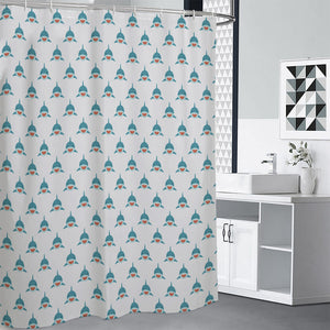 Smiley Shark Pattern Print Premium Shower Curtain