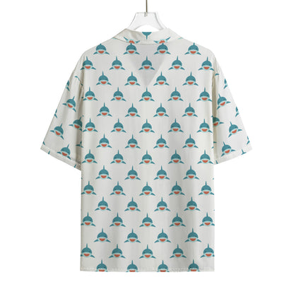 Smiley Shark Pattern Print Rayon Hawaiian Shirt