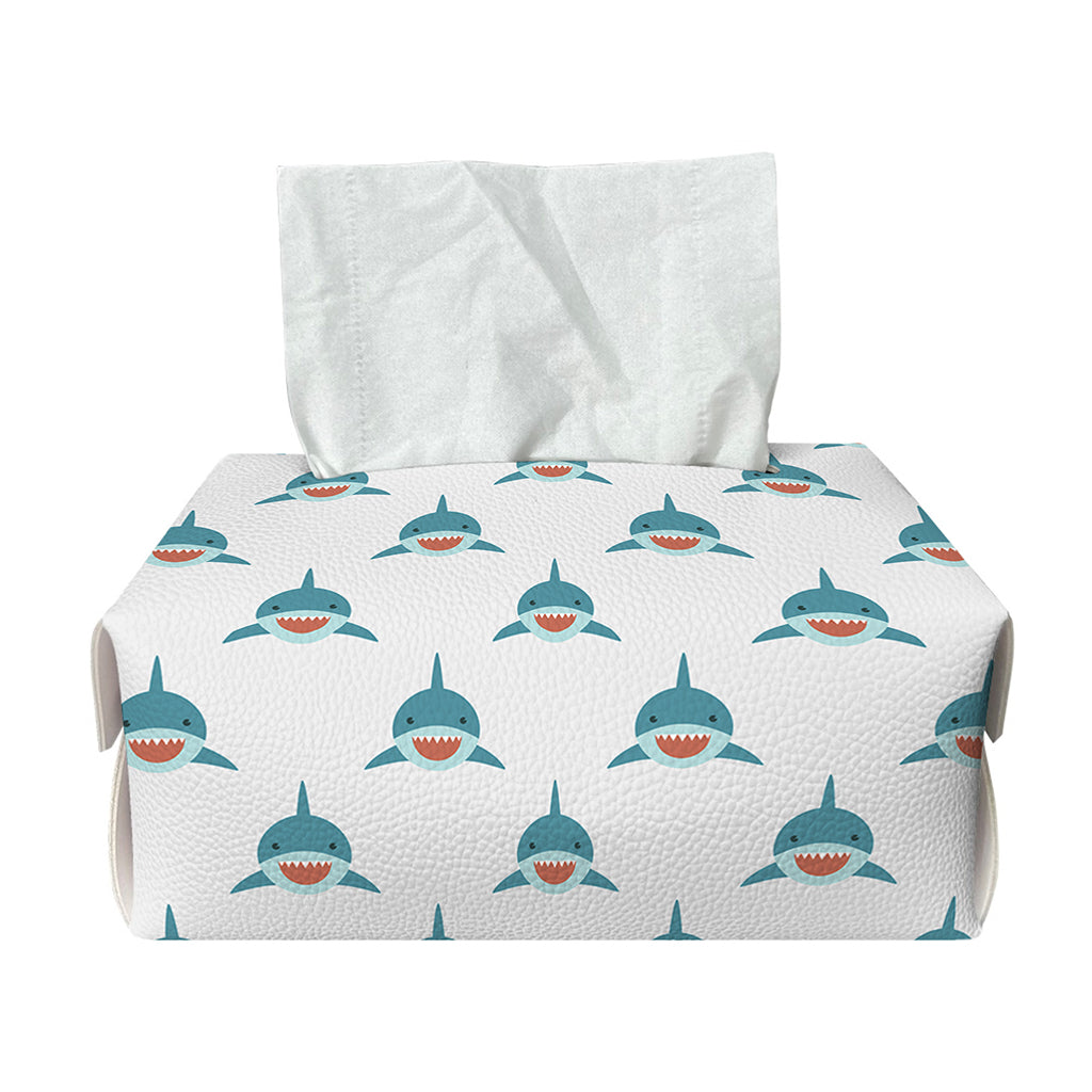 Smiley Shark Pattern Print Rectangle Tissue Box Cover