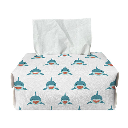 Smiley Shark Pattern Print Rectangle Tissue Box Cover