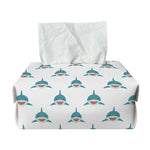 Smiley Shark Pattern Print Rectangle Tissue Box Cover