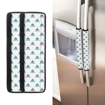 Smiley Shark Pattern Print Refrigerator Handle Covers