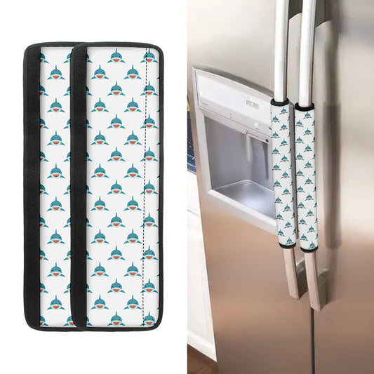 Smiley Shark Pattern Print Refrigerator Handle Covers