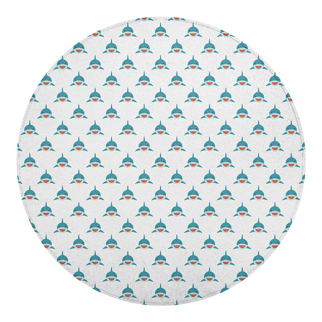 Smiley Shark Pattern Print Round Blanket