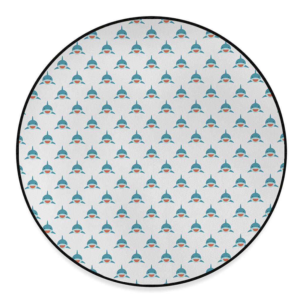Smiley Shark Pattern Print Round Floor Mat