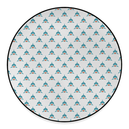 Smiley Shark Pattern Print Round Floor Mat