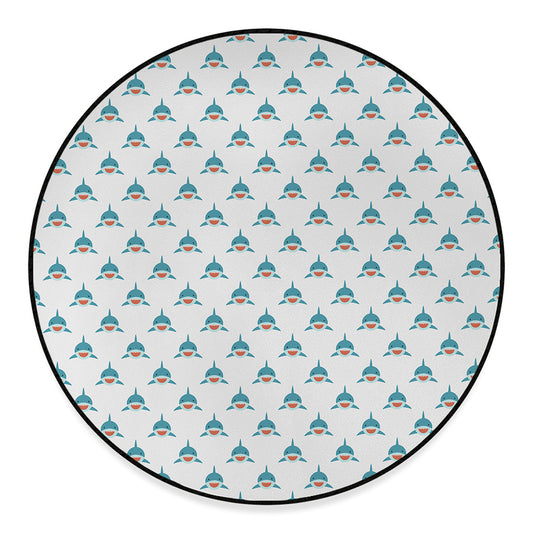 Smiley Shark Pattern Print Round Floor Mat