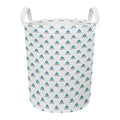 Smiley Shark Pattern Print Round Laundry Basket