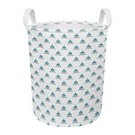 Smiley Shark Pattern Print Round Laundry Basket