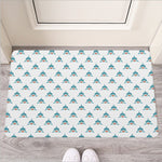 Smiley Shark Pattern Print Rubber Doormat