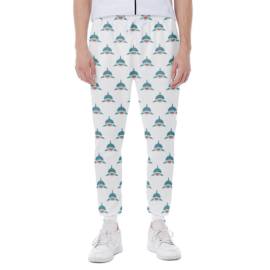 Smiley Shark Pattern Print Scuba Joggers