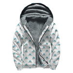 Smiley Shark Pattern Print Sherpa Lined Zip Up Hoodie