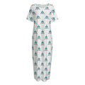 Smiley Shark Pattern Print Short Sleeve Long Nightdress
