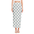Smiley Shark Pattern Print Side Slit Maxi Skirt