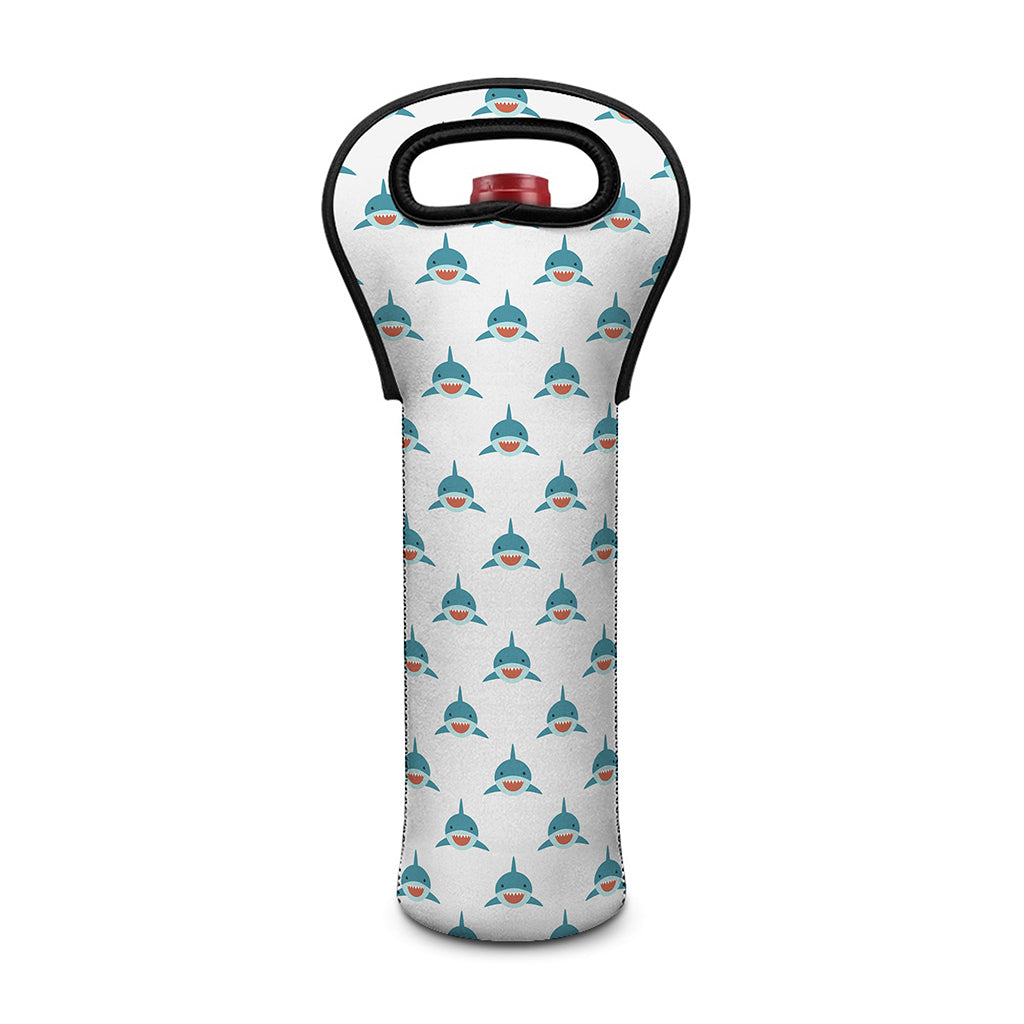 Smiley Shark Pattern Print Single Neoprene Wine Tote