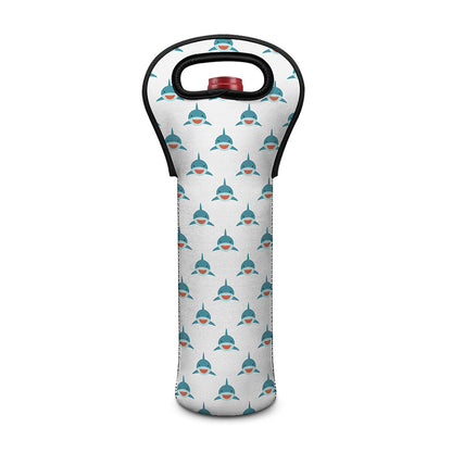 Smiley Shark Pattern Print Single Neoprene Wine Tote