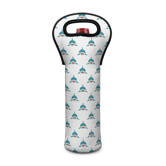 Smiley Shark Pattern Print Single Neoprene Wine Tote