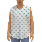 Smiley Shark Pattern Print Sleeveless Baseball Jersey