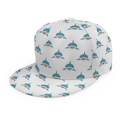 Smiley Shark Pattern Print Snapback Cap