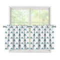 Smiley Shark Pattern Print Tier Curtains