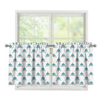 Smiley Shark Pattern Print Tier Curtains