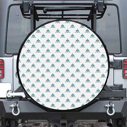 Smiley Shark Pattern Print Tire Cover