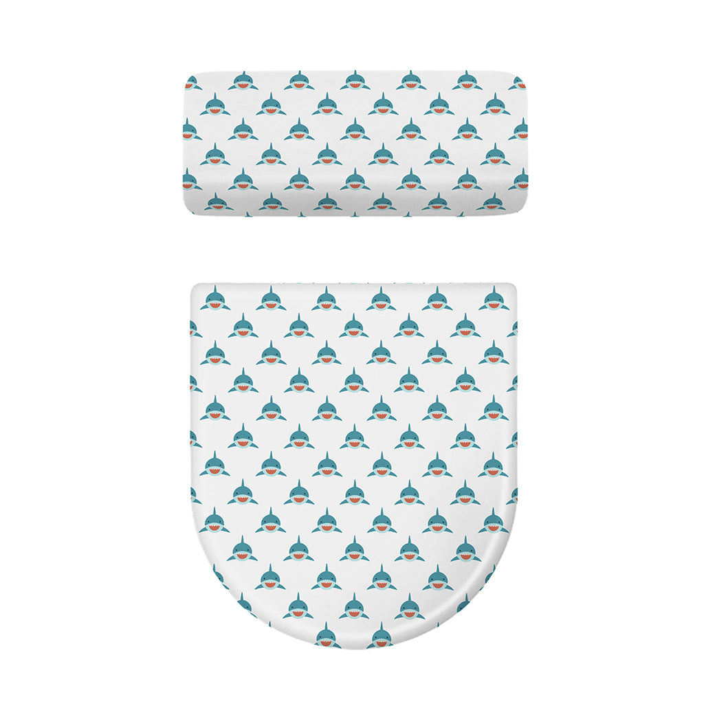 Smiley Shark Pattern Print Toilet Lid And Tank Cover Set